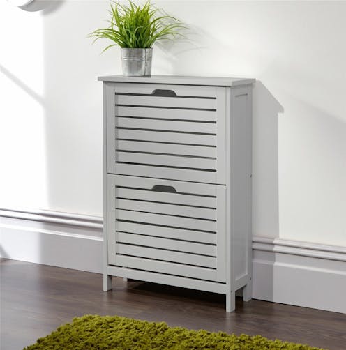 GFW Bergen Range Two Tier Shoe Cabinet Grey 