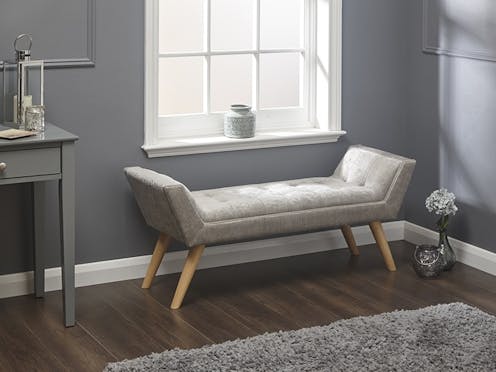 GFW Milan Upholstered Bench Grey Hopsack