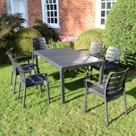Europa Trabella Salerno Dining Table With 6 Siena Chairs Garden Set in Anthracite 