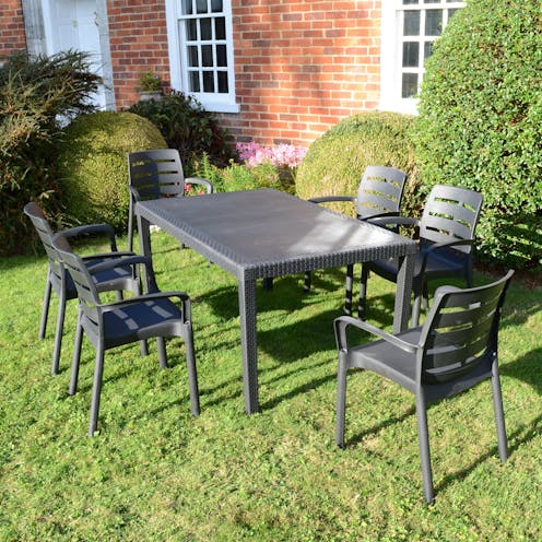 Europa Trabella Salerno Dining Table With 6 Siena Chairs Garden Set in Anthracite