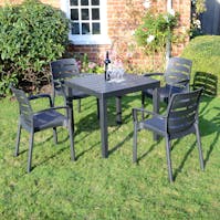 Europa Trabella ROMA SQUARE Table with 4 SIENA Chairs Set Anthracite