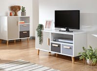 GFW Delta Small TV Unit White/Grey Scandinavian Style