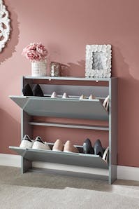 GFW Narrow High Gloss 2 Tier Shoe Cabinet