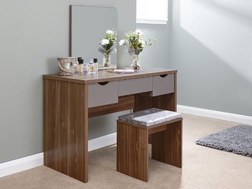 GFW Elizabeth Dressing Table Set WALNUT + GREY