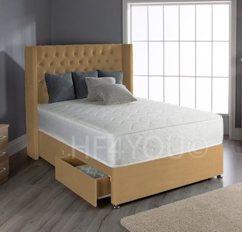 Rapyal Sleep Zidane Wing Back Quilted Memory Plush Velvet Bed
