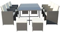 Hf4you Cannes Grey Rattan 10 Seater Cube Dining Set